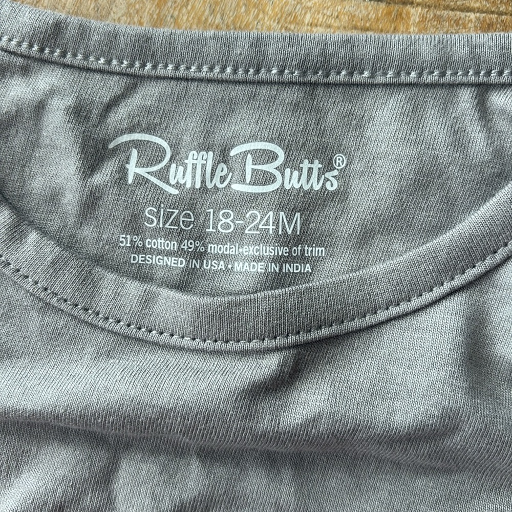 NWT Ruffle Butts Gray Tee with Ruffles 18-24m - Picture 2 of 4